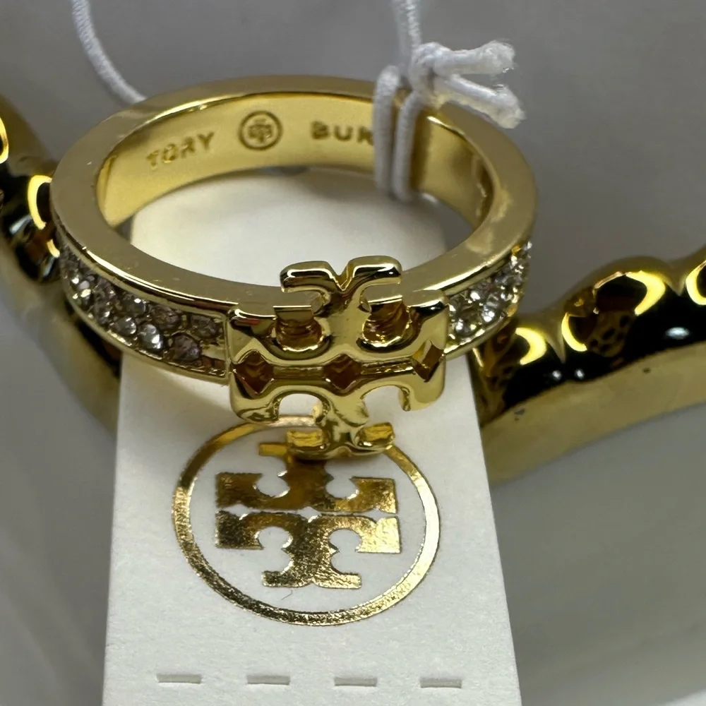 Tory Burch Gold Crystal-Embellished Ring